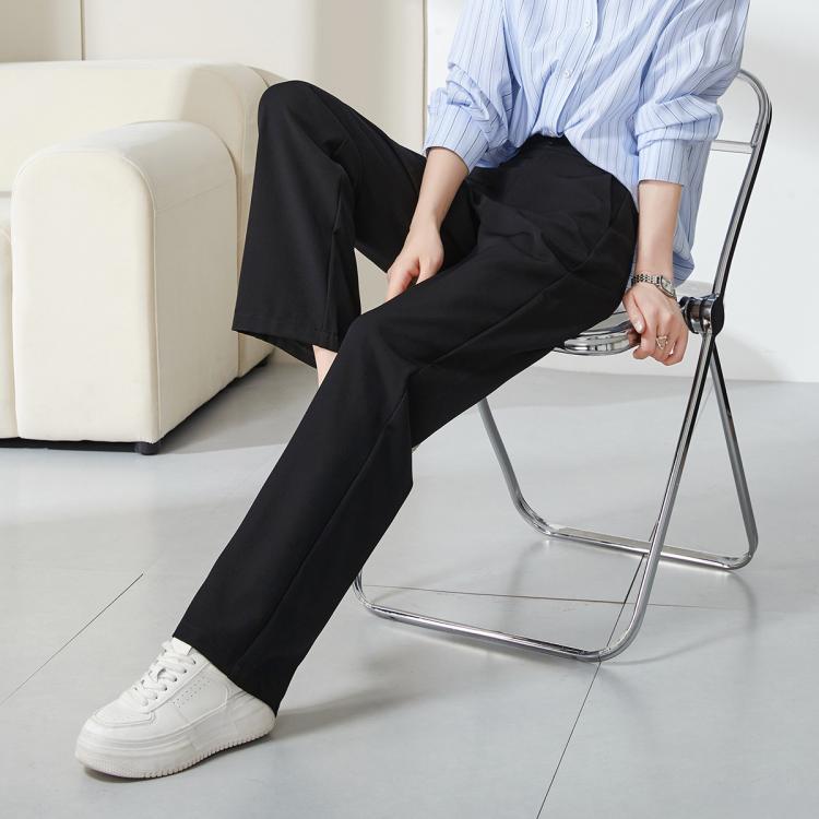 逸阳 【早8神裤】弹力后腰休闲裤女26春秋坠感窄版阔腿裤直筒裤子女