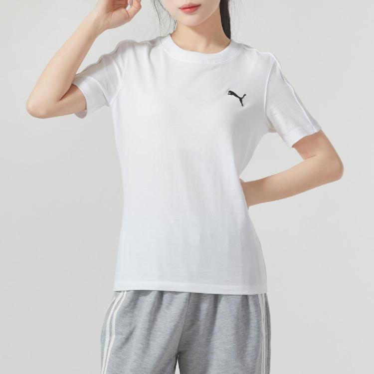 Puma 2024款圆领短袖女装上衣休闲舒适跑步时尚运动t恤 In White