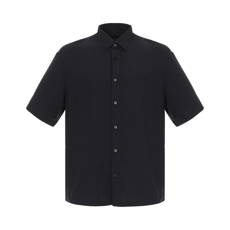 Armani Exchange 男士时髦经典刺绣logo亲肤透气短袖衬衫 In Black