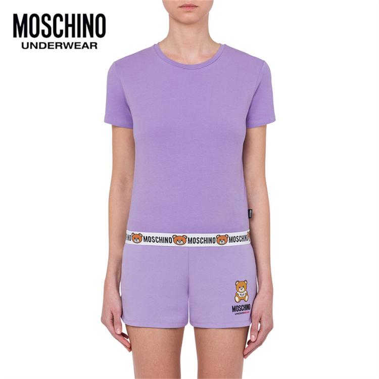 Moschino Underwear/莫斯奇诺 女士泰迪熊t恤 In Purple