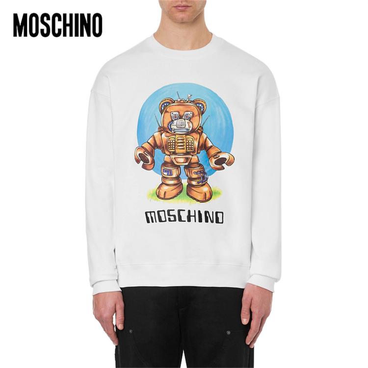 Moschino /莫斯奇诺 早秋男士robot Bear机器熊卫衣运动衫 In White