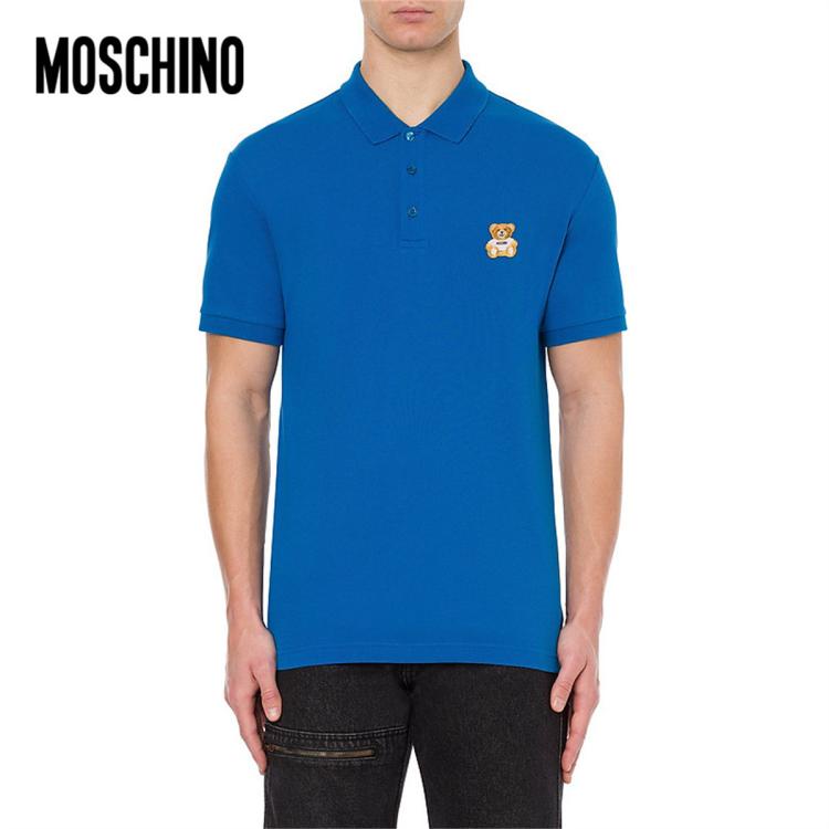 Moschino /莫斯奇诺   男士 Teddy Bear 泰迪熊珠地布马球衫 In Blue