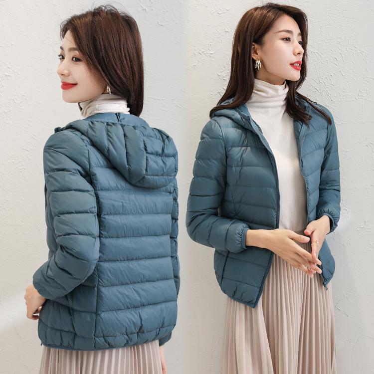 鸭鸭 【经典爆款】抗寒春秋保暖轻薄时尚纯色连帽女士羽绒服女