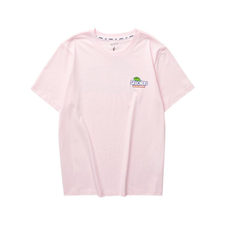 Skechers 【舒适百搭】24年男女同款短袖衫针织短袖t恤衫时尚运动夏季 In Pink