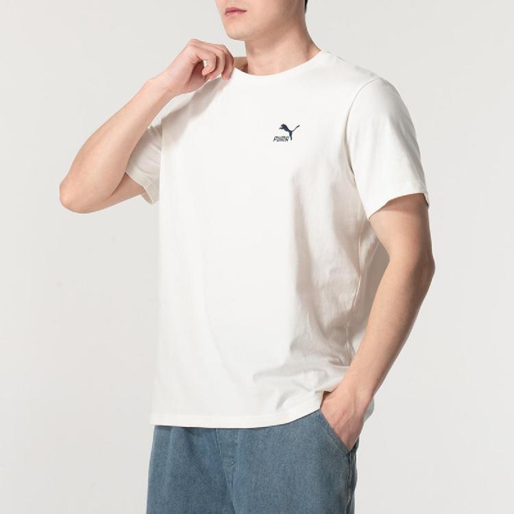 Puma 圆领短袖男装上衣休闲舒适跑步运动t恤 In White