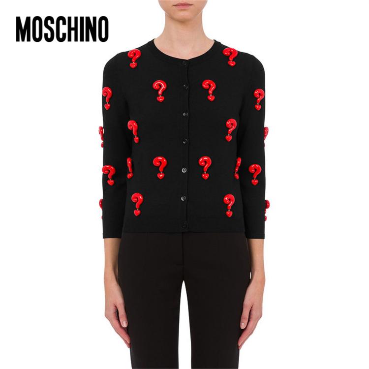 MOSCHINO 女士红色问号装饰弹力开衫