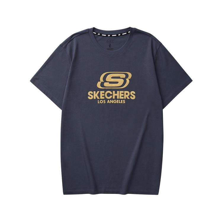Skechers 【大logo】短袖t恤男女款纯棉t恤休闲运动t恤男女夏季 In Blue