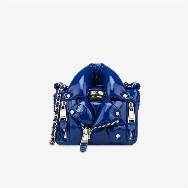 Moschino 女士inflatableeffect桃心机车包 In Blue