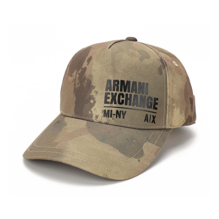 Armani Exchange 男士潮酷帅气迷彩印花字母棒球帽 In Green