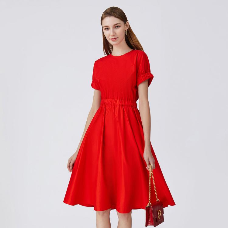 Ports 1961 女装短袖中长连衣裙lm8d129iwc002 In Red