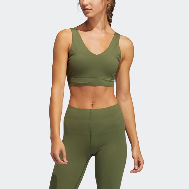 Adidas Originals Yoga Bra 低强度瑜伽运动内衣女款健身胸衣 In Brown