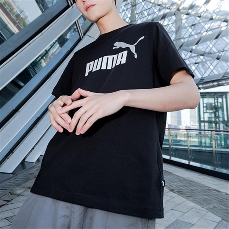 Puma 男装夏季短袖t恤休闲舒适健身男式运动上衣 In Black