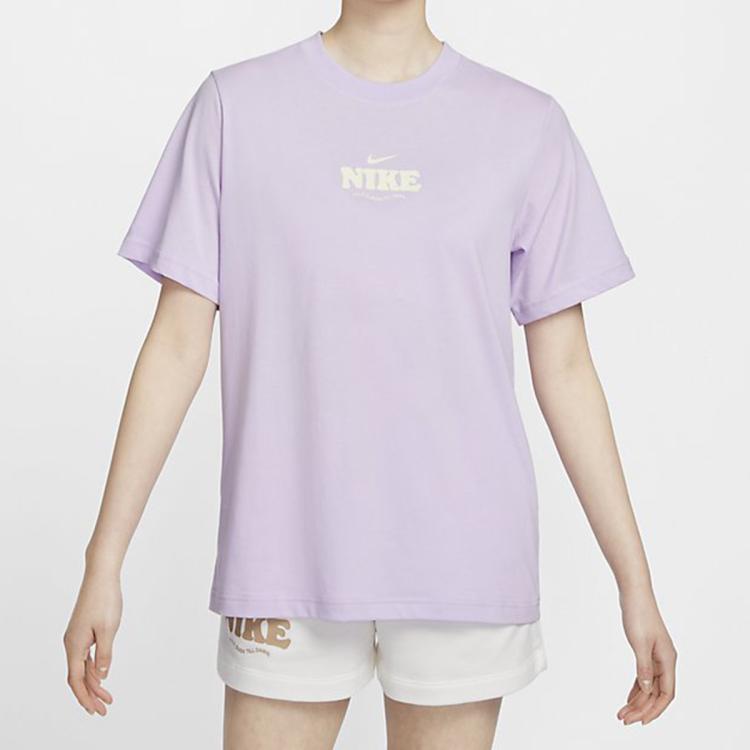 Nike (wmns) Sportswear Essential Graphic T-shirt (asia Sizing) 'violet Mist' In Purple