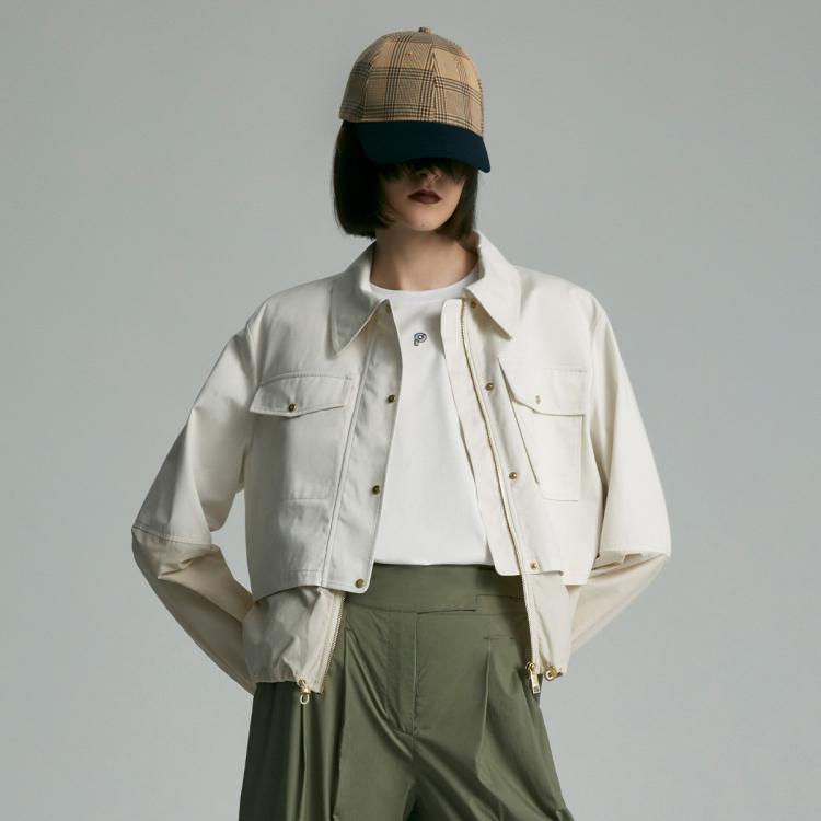 Ports 1961 Ports  Pure宝姿女装长袖常规夹克拼接梭织夹克 In White