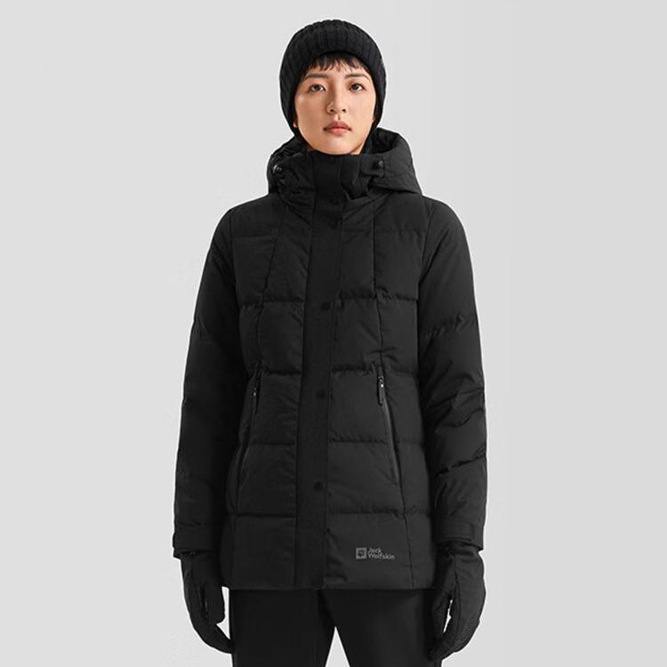 Jack Wolfskin 狼爪羽绒服秋冬女式户外休闲防风保暖600蓬鹅绒外套 In Black