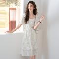 班尼路 小众新中式高级感碎花连衣裙女夏季镂空气质减龄收腰A字及膝裙子 图片 6