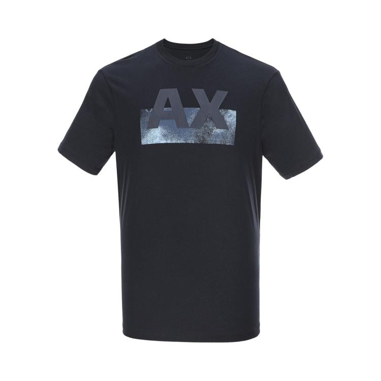 Armani Exchange 男士经典前卫潮酷纯棉圆领短袖t恤 In Black
