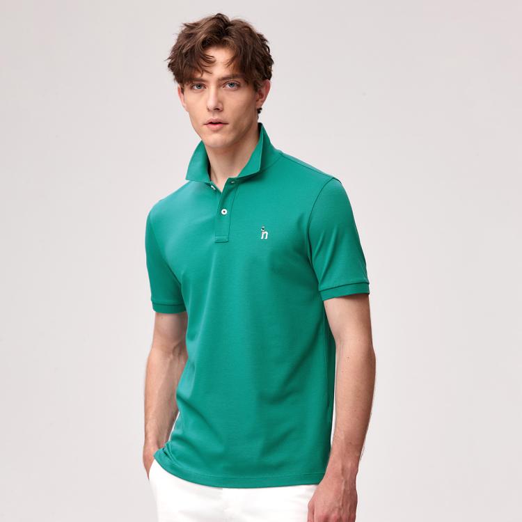 Hazzys 短袖polo衫男士夏季纯色通勤运动t恤休闲体恤上衣 In Green