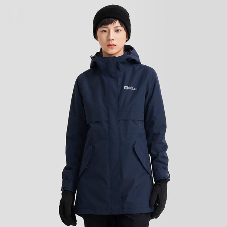 Jack Wolfskin 狼爪秋冬款女式户外运动休闲防风防泼水三合一夹克外套 In Blue