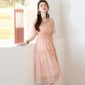 班尼路 法式褶皱收腰气质连衣裙短袖女夏季高级感莱赛尔天丝及膝A字裙子 图片 6