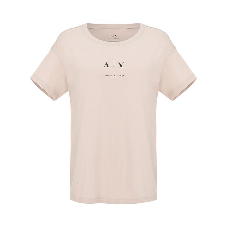 Armani Exchange 女士简约经典logo标纯棉透气短袖t恤 In Brown