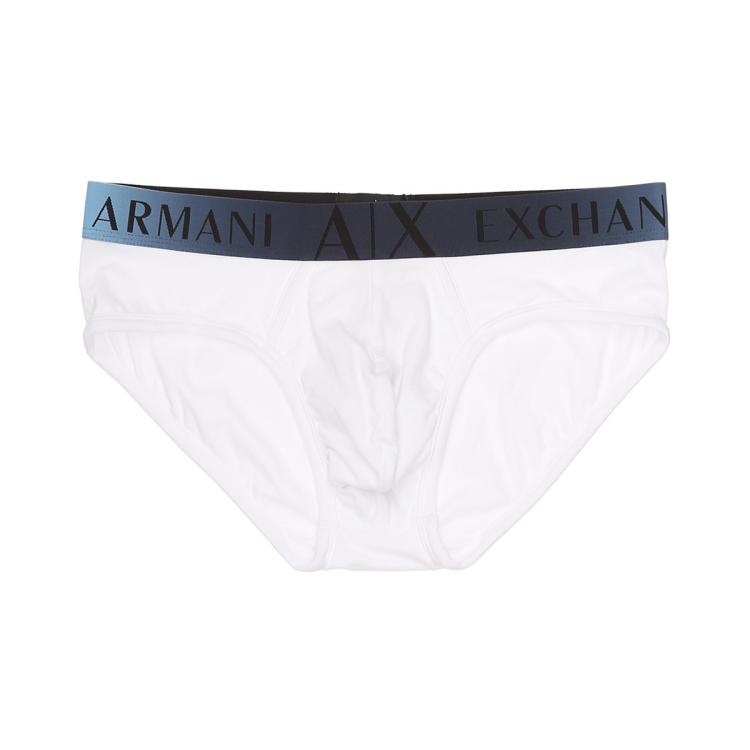 Armani Exchange 男士裤头撞色弹力舒适亲肤三角内裤 In White