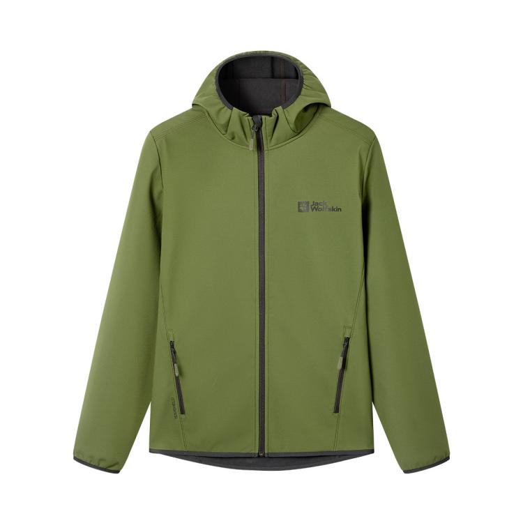 Jack Wolfskin 狼爪男式户外运动休闲防风防泼水软壳夹克外套 In Green