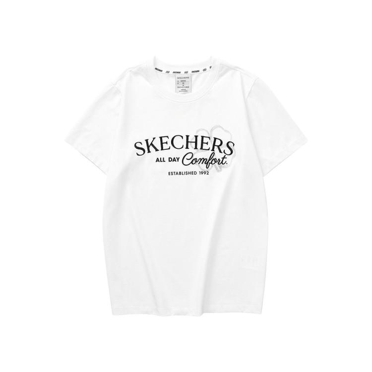 Skechers 速干凉感透气运动t恤女休闲百搭短袖t恤女式短袖上衣夏季 In White