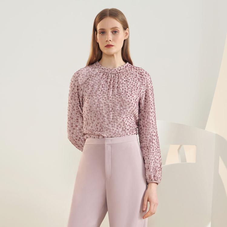 Ports 1961 Ports 宝姿ports女装亮丝植绒真丝柔美精致宽松舒适华美慵懒上衣 In Pink