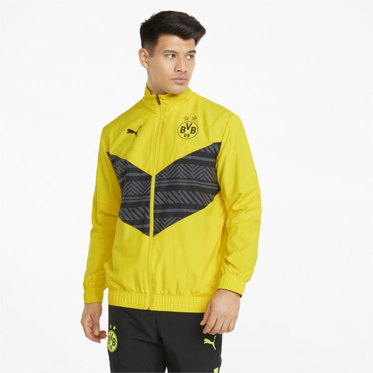 Puma 彪马 Bvb 时尚拼色印花 男子立领拉链梭织运动外套户外风衣 In Yellow