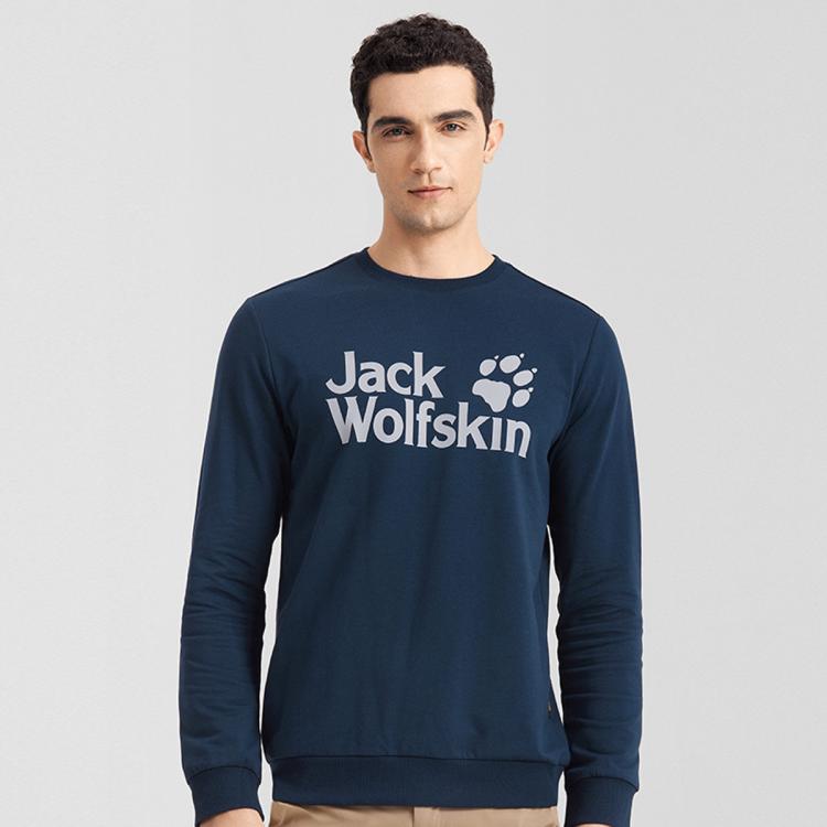 Jack Wolfskin 狼爪卫衣春夏男式新年系列户外运动舒适休闲圆领卫衣 In Blue