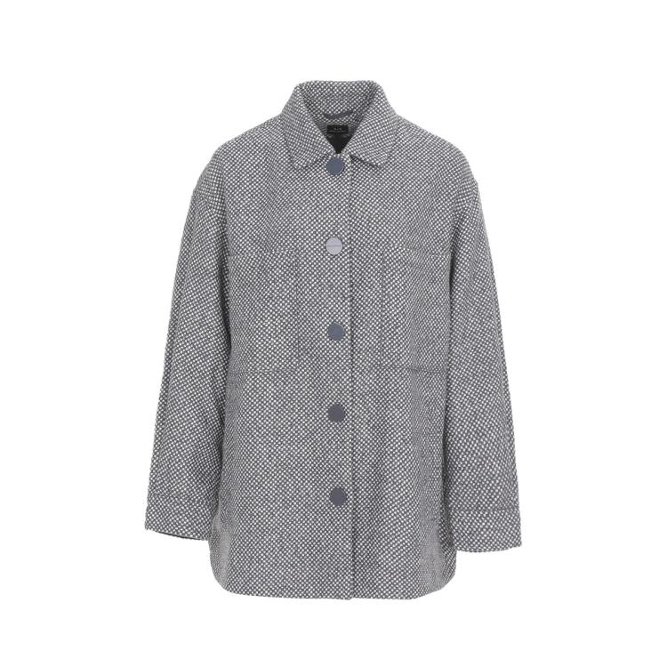 Armani Exchange 女式clean Fit极简精裁高级感格子格纹翻领长袖外套 In Gray