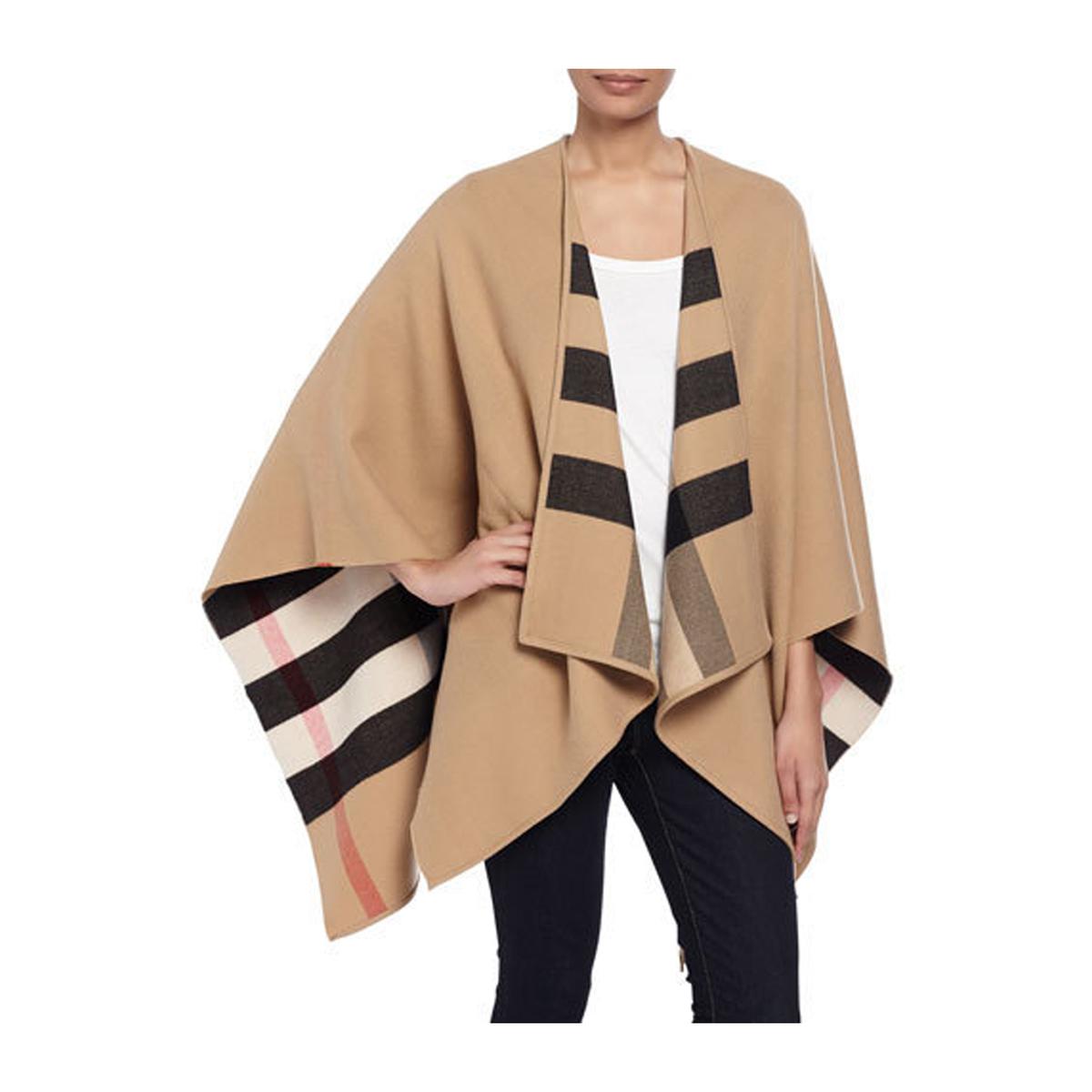 BURBERRY 早春外搭高街风无袖宽松格纹双面穿 女款斗篷披风