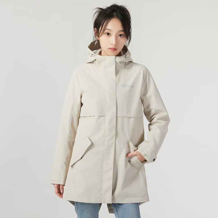 Jack Wolfskin 狼爪秋冬款女式户外运动休闲防风防泼水三合一夹克外套 In Neutral