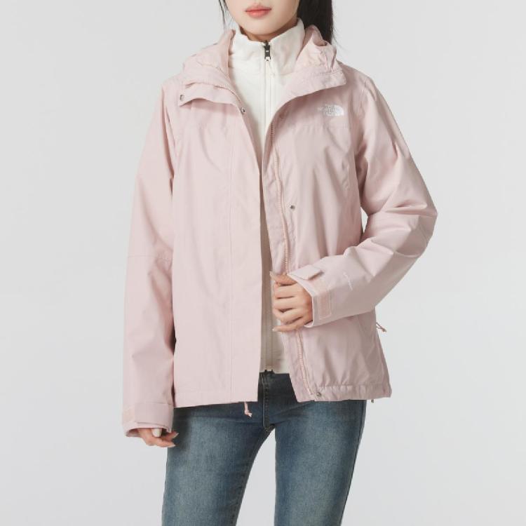 The North Face 连帽女装上衣抓绒内胆休闲时尚摇粒绒三合一夹克保暖运动外套 In Pink