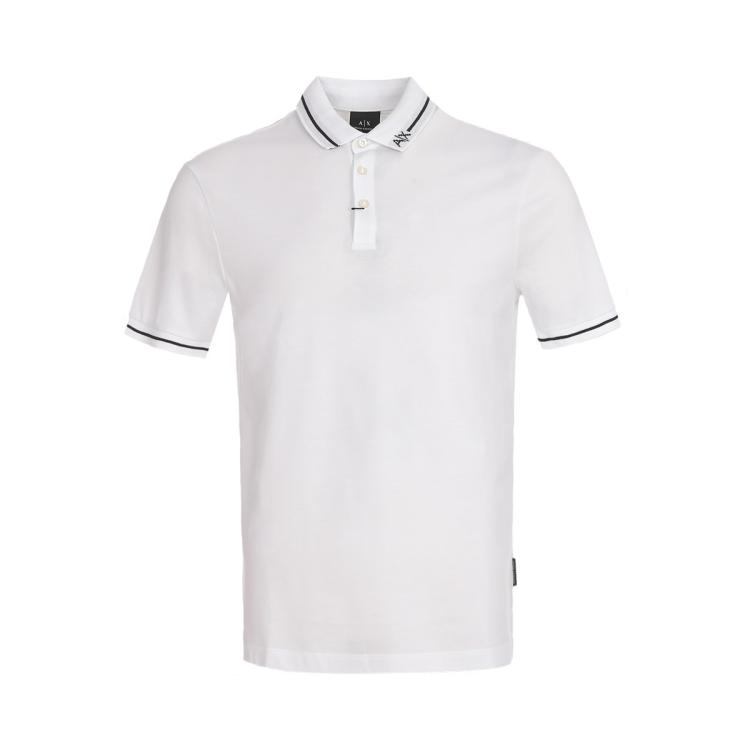 Armani Exchange 【100%棉】男式舒适简约轻商务轻薄透气短袖polo衫 In White