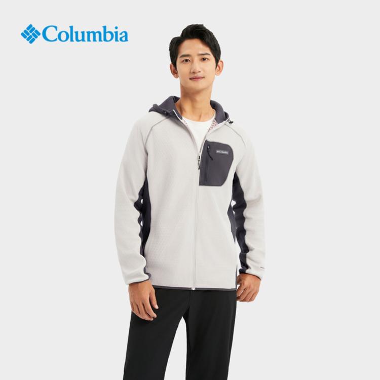 Columbia 户外男子舒适保暖运动旅行抓绒衣连帽外套 In Gray