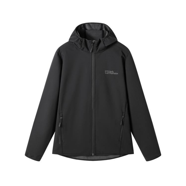 Jack Wolfskin 狼爪24秋冬男式户外运动休闲软壳防泼水夹克外套 In Black