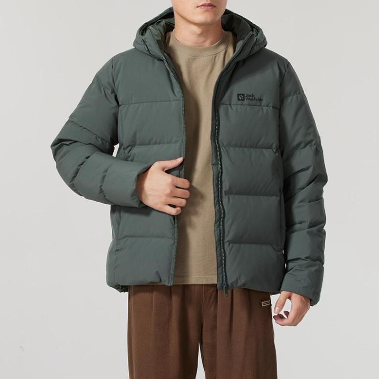 Jack Wolfskin 2024年连帽男装上衣户外训练健身休闲时尚保暖男式羽绒服 In Gray