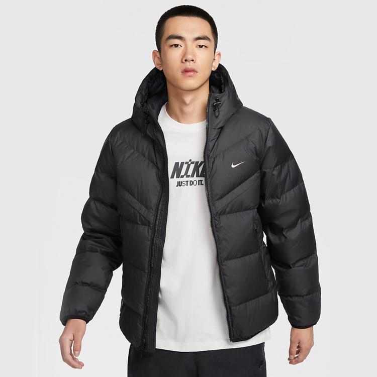 Nike 耐克羽绒服男冬款男士短款运动羽绒服时尚舒适连帽羽绒夹克百搭 In Black