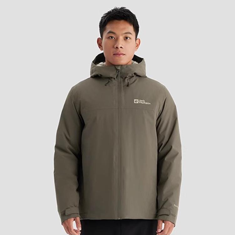 Jack Wolfskin 狼爪24秋冬男式户外运动休闲防风防泼水保暖棉服 In Brown