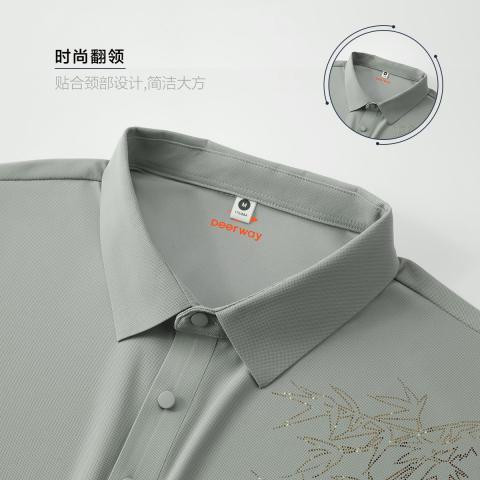 德尔惠 【烫钻工艺】无痕polo衫男秋季冰丝薄款男式商务休闲短袖T恤 图片 5