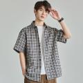 班尼路 夏季时尚经典格纹衬衫短袖男日常简约潮流百搭休闲翻领短袖衬衫男 图片 2