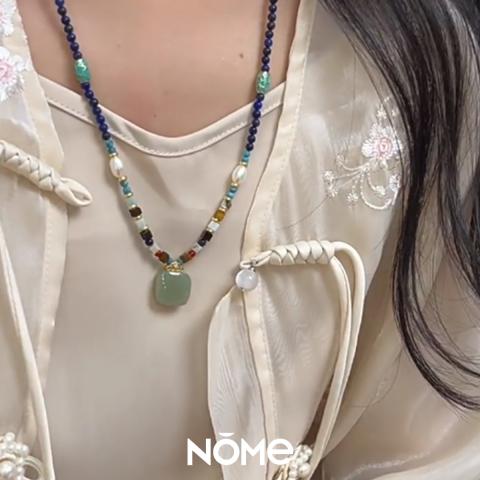 诺米美物 新中式和田玉无事牌项链女高级感国风珍珠颈饰送女友生日礼物 图片 3