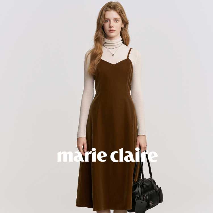 marie claire ��ʽ����˿������ȹŮ2025�＾�¿�߼��и���V�����ȹ