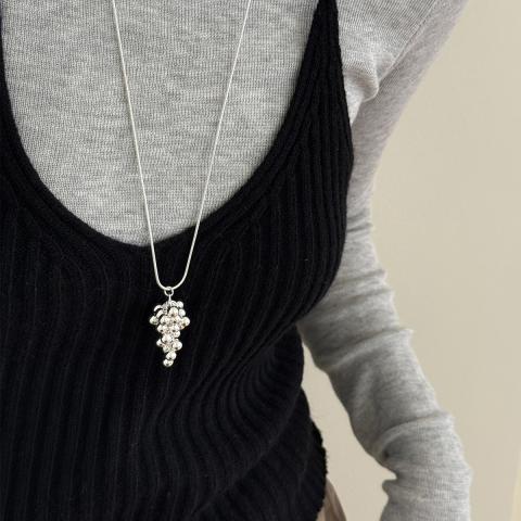 诺米美物 极简金属葡萄串项链女轻奢高级感长款项链冷淡风毛衣链简约锁骨链 图片 1