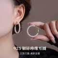 诺米美物 925银针法式复古圈圈耳环女高亮仿珍珠耳圈轻奢优雅圈圈耳饰