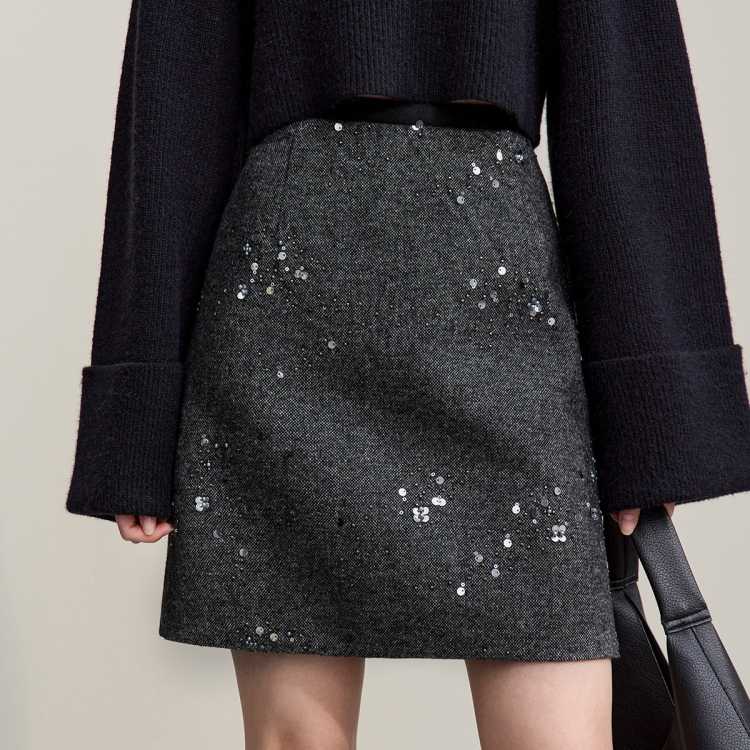 AMII ������ë��ȹ 25�ﶬ��ʽ����ͨ��ë�ظ���A�ֶ�ȹ ����ȹΨƷ����Ⱦ�ϲ��152Ԫ