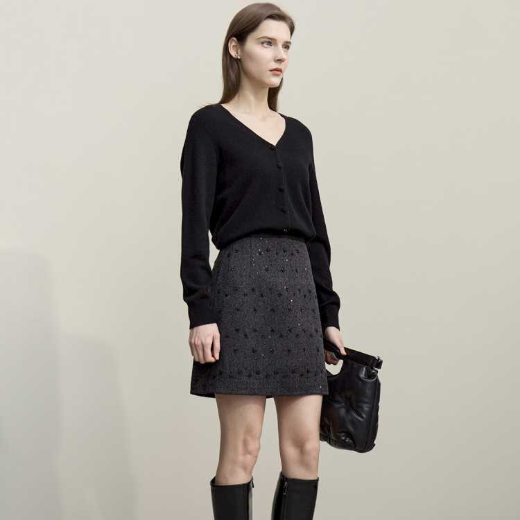 AMII ������ë��ȹ 25�ﶬ��ʽ����ͨ��ë�ظ���A�ֶ�ȹ ����ȹΨƷ��������160Ԫ