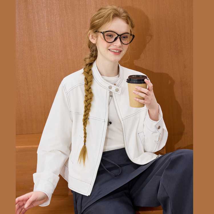 COOLHUT 明线立领设计感通勤百搭小众短款休闲秋季女式外套